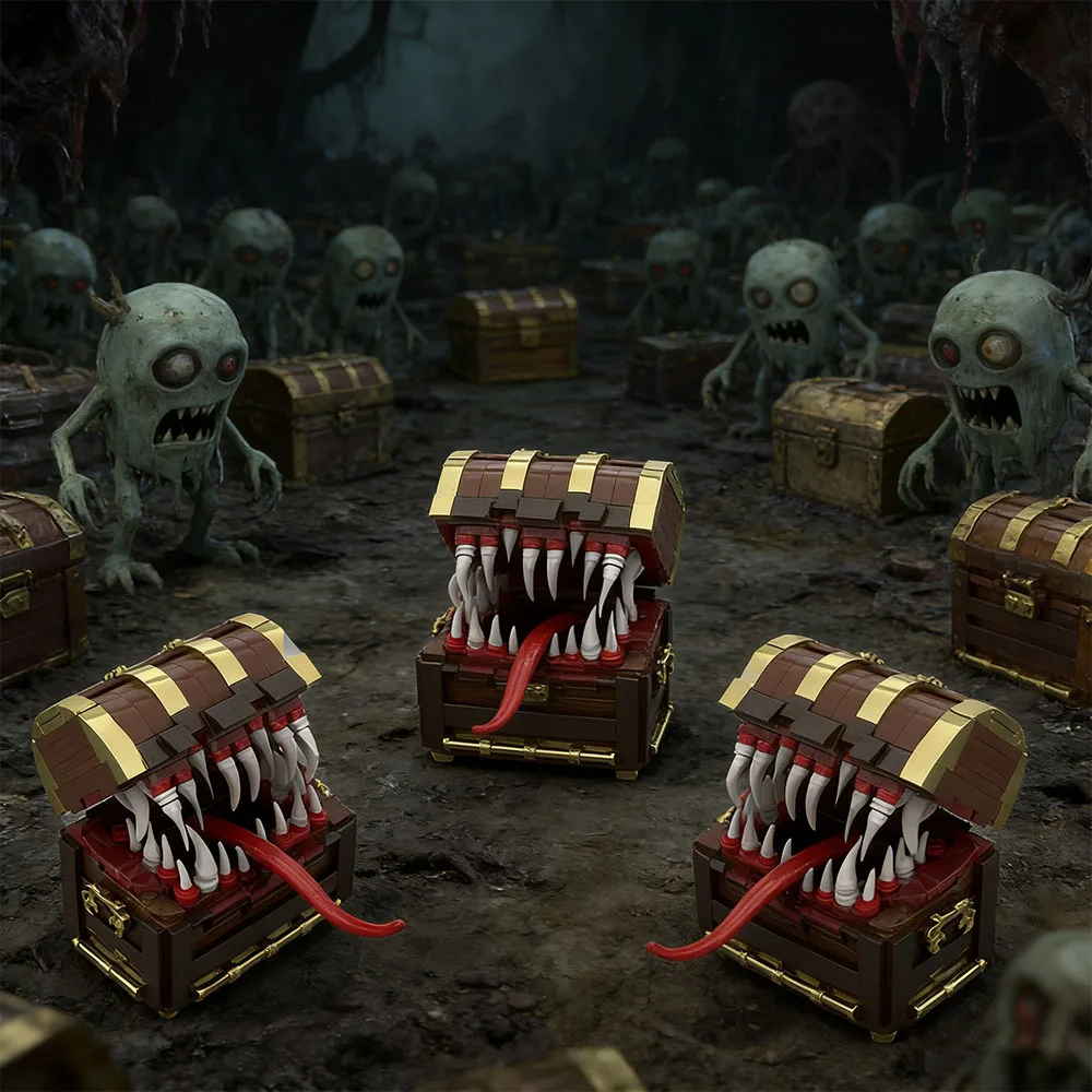 Cofre de imitación MOC para juego Dark Souls, set de bloques de construcción, ladrillos de monstruos de la Cámara del Tesoro Final, juguetes, regalos para fiestas y festivales ﻿