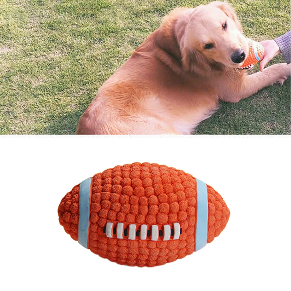 Small Dog Toys Rugby Chew Bite Ball Vocalize Supplies Balls Brown Sound