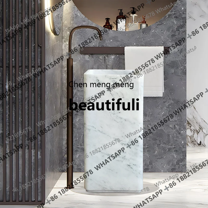 

X Natural marble column basin Floor-to-ceiling integrated basin Square, balcony washbasin