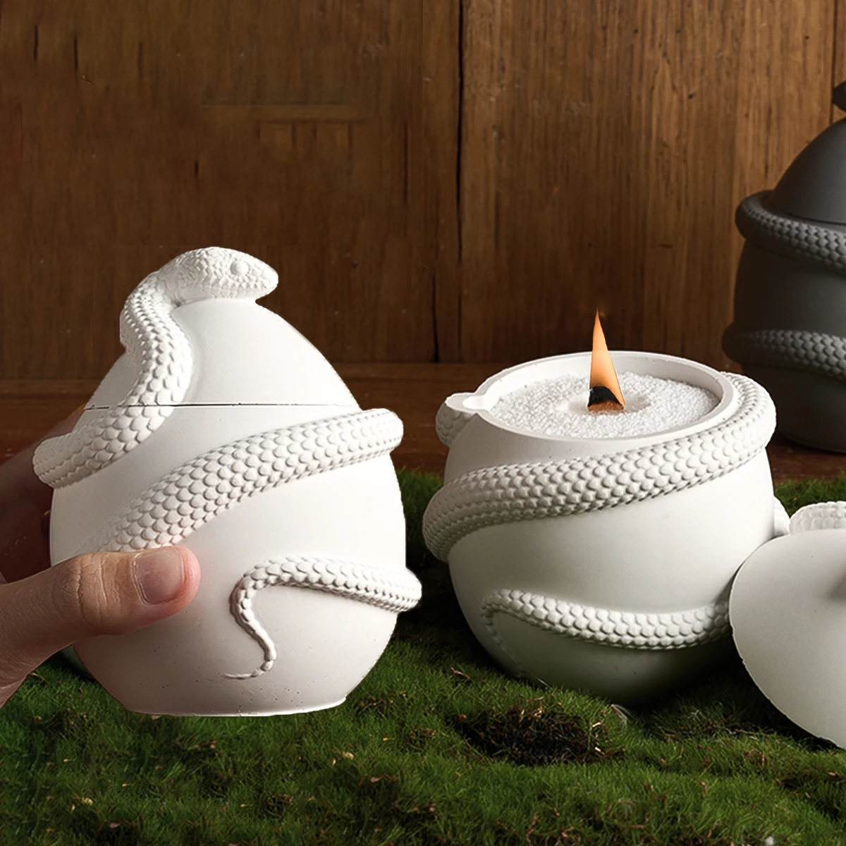 Fun Snake Egg Candle Jar Silicone Molds DIY 3D Easter Egg Shape with Lid Set Making Resin Mold Plaster Craft Party Ornaments