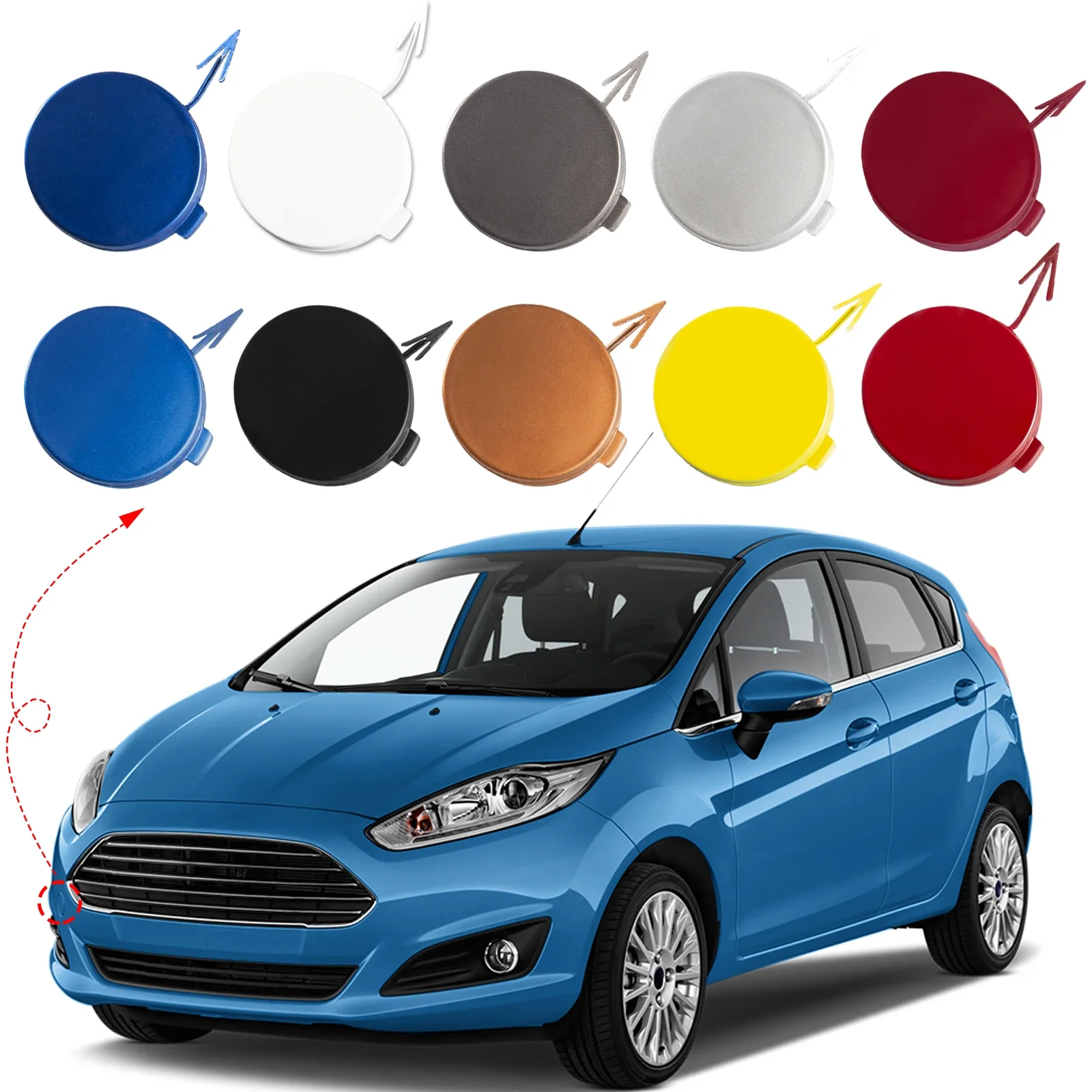 

Front Bumper Tow Hook Cover Cap Towing Eye For Ford Fiesta Accessories 2012 2013 2014 2015 2016 2017 1805922 C1BB17A989AA