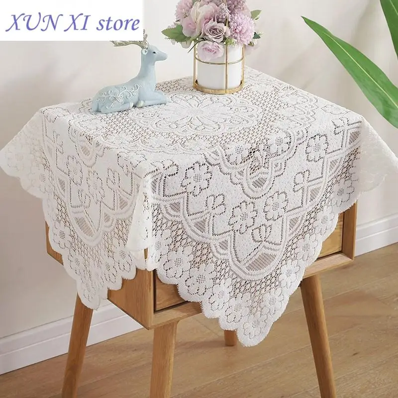 2023 French Vintage Lace Tablecloth Hollow Table Cover for Party Banquet Embroidered Coffee Dinning Table Cloth Wedding Decor