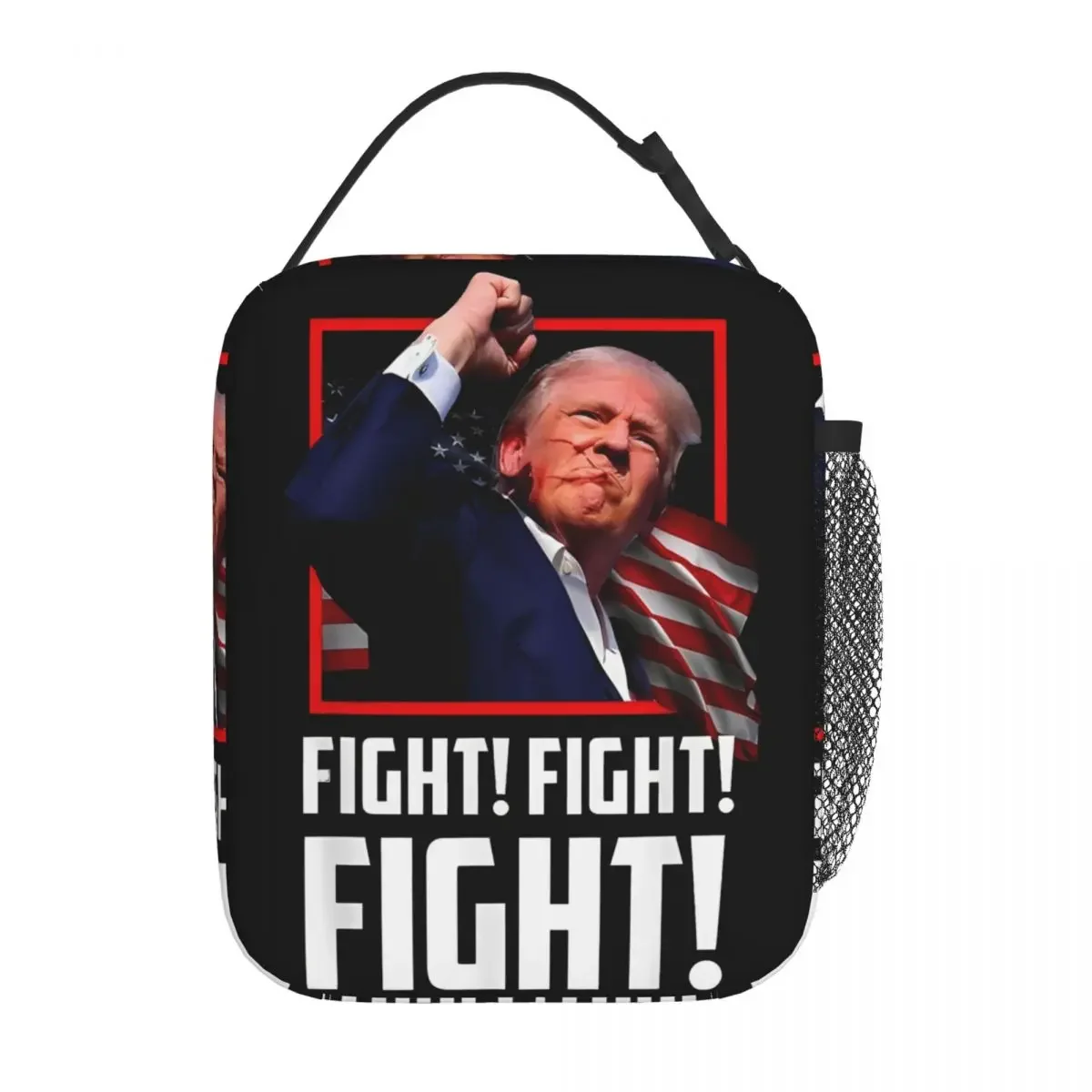 Trump Fight Thermal Insulated Lunch Bag for Picnic 2024 President Trump Shot Portable Bento Box Cooler Thermal Food Box