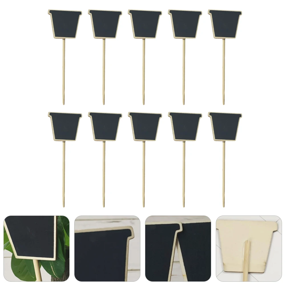 

10 Pcs Blackboard Picks Wood Signs Plant Decorative Topper Chalkboard Garden Sign Mini Topper Reusable Safe High Quality