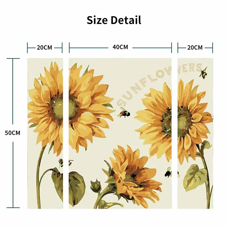 GATYZTORY Painting By Numbers Sunflowers HandPainted Drawing Canvas Kits DIY Home Decoration Coloring Number Gift Pictures