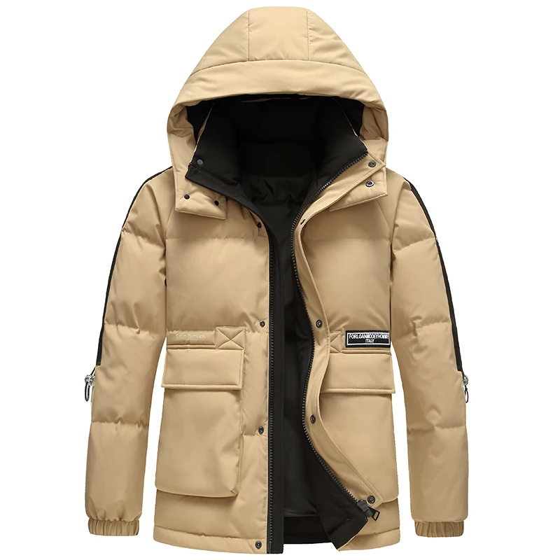 YEAE Men's Winter Duck Down Jacket Short Thick Hooded Jacket Fashion Men's New Style Jacket Winter Wear