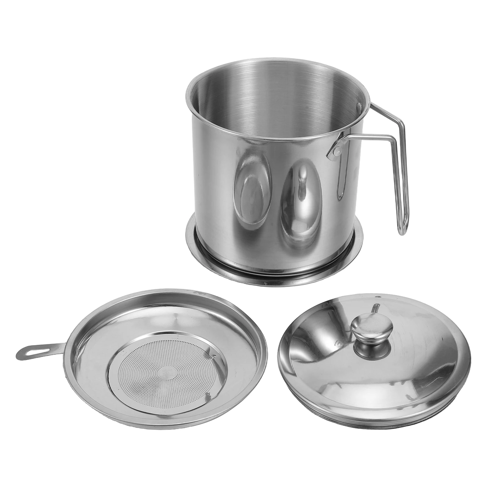 

64 Oz Stainless Steel Oil Separator Bacon Grease Container Removable Mesh Strainer Fat Filter Cooking Oil Can Gravy Separator