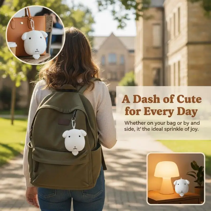 Big Head Dog Keychain Kawaii Plush Stuffed Animal Bag Charm White Puppy Backpack Pendant Fashion Cute Doll Kids Gift Decor