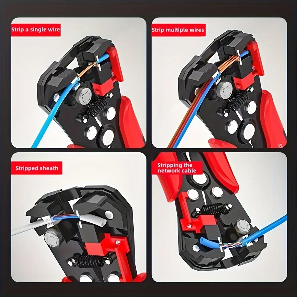 Professional Electrician's Automatic Wire Stripper - Multi-Function 24-10AWG Range Quick Peel & Cut Cable Crimping Tool