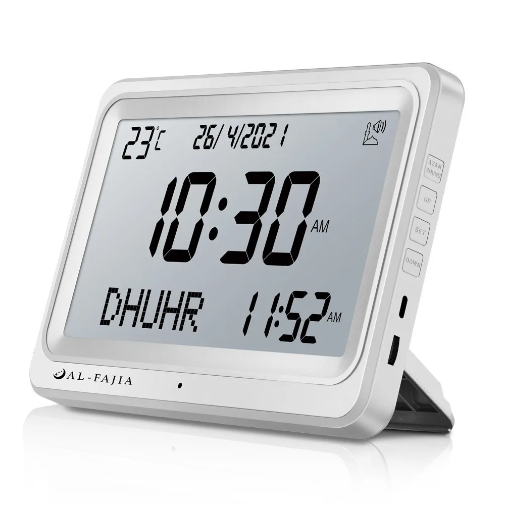 Digital Alarm Clock 8 Sounds Al-Fajia Larger LCD Screen Desk Azan  Calendar Muslim Prayer Electronics Table  Bedroom