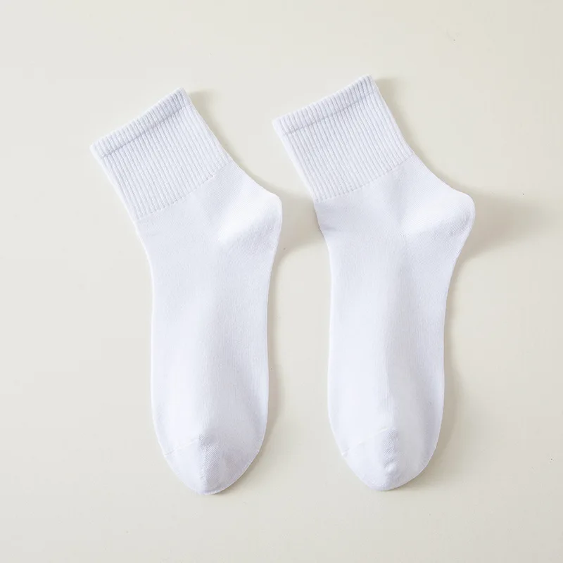

6 Pairs Middle Tube Socks For Men Solid Colour In White and Black Streetwear Harajuku Fashion Breathable and Casual Socks