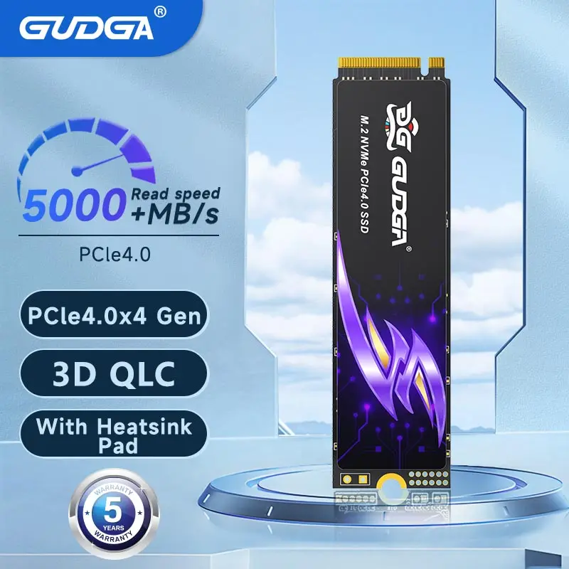 ‌ GUDGA 512GB/1TB/2TB/4TB PCIe NVMe M.2 2280 SSD 3D QLC NAND، محرك أقراص الحالة الصلبة الداخلي عالي السرعة لسطح المكتب المحمول