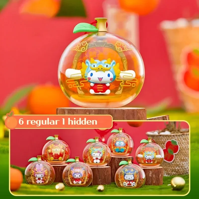 Sanrio Hello Kitty Kuromi Lucky Orange Amulet Series Blind Box Action Figures Collectable Doll Desktop Ornaments New Year Gifts