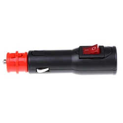 12V-24v 8a male car lighter socket plug connector with red on/off switch