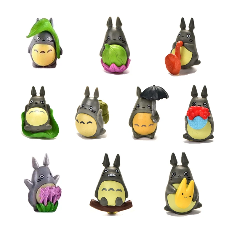 

10pcs Totoro Miniature Resin Ornaments Mini Cat Craft Landscape Decoration Fairy Garden Animal Decoration