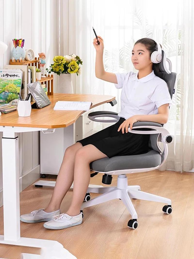 Ergonomiczne mobilne siatka na krzesło biurowe z nylonową nogą komputerowe krzesło biurowe do salonu Vanity Silla Gamer meble biurowe LVOC