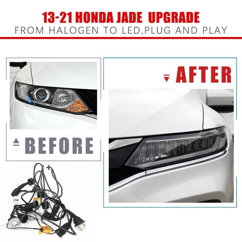 

Headlight Modification Upgrade Special Transfer Wiring Adapter Harness For 13-20 Honda Jade From Halogen To LED Play And Plug