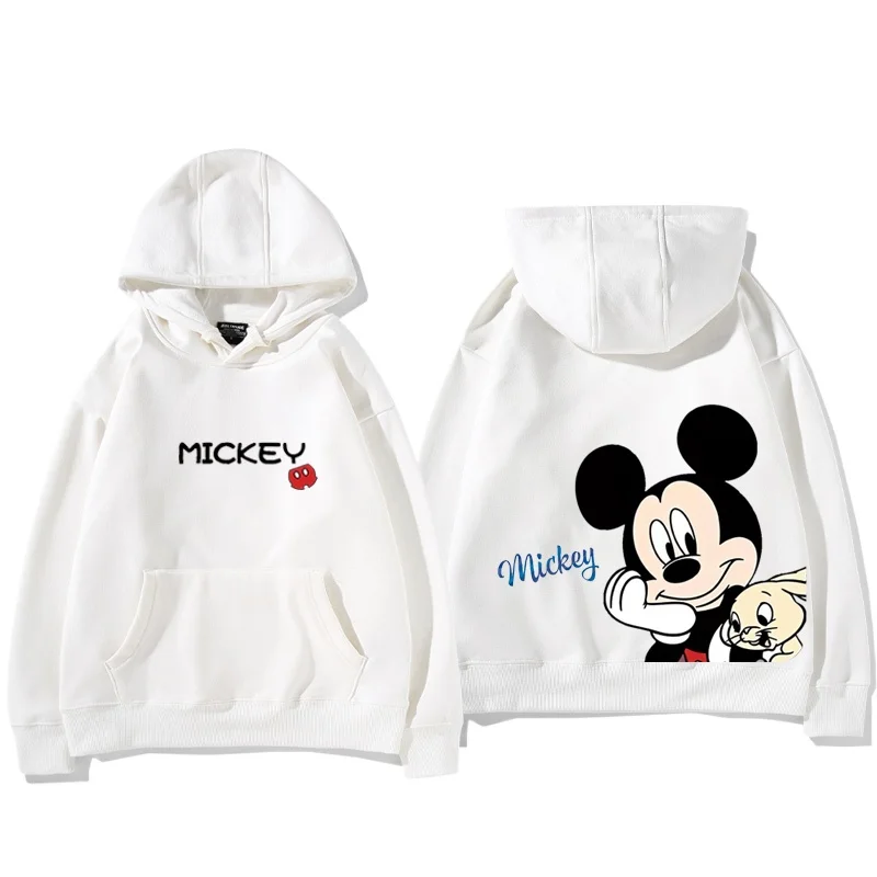 2024 Spring and Autumn Mickey Minnie Disney hoodie for male and female couples, parent-child cartoon print loose hooded clothes