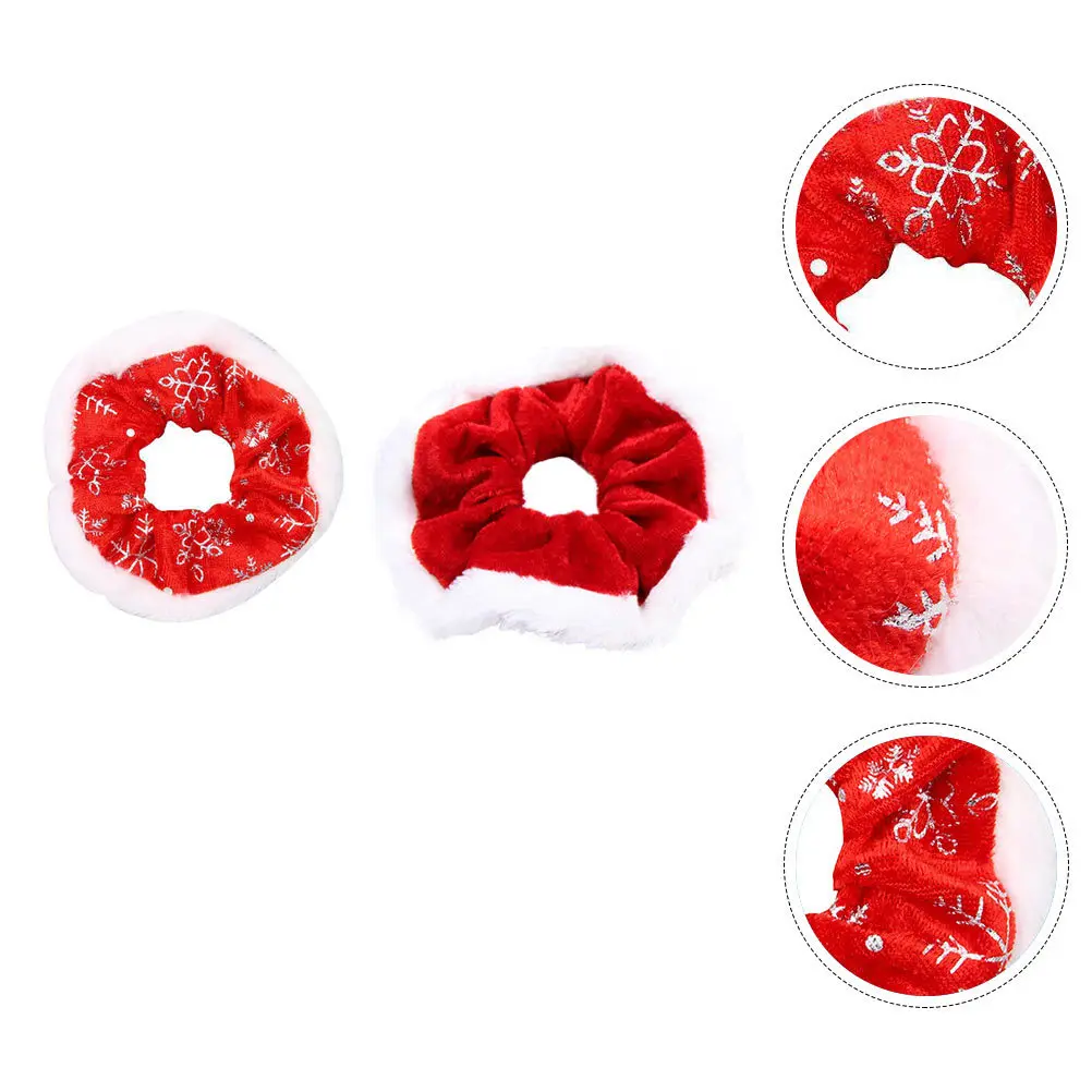 

2pcs Bands Flannel Hair Ties Soft Elastic No Damage Hair Rope Party Christmas Party Headdress Headwear Accessory