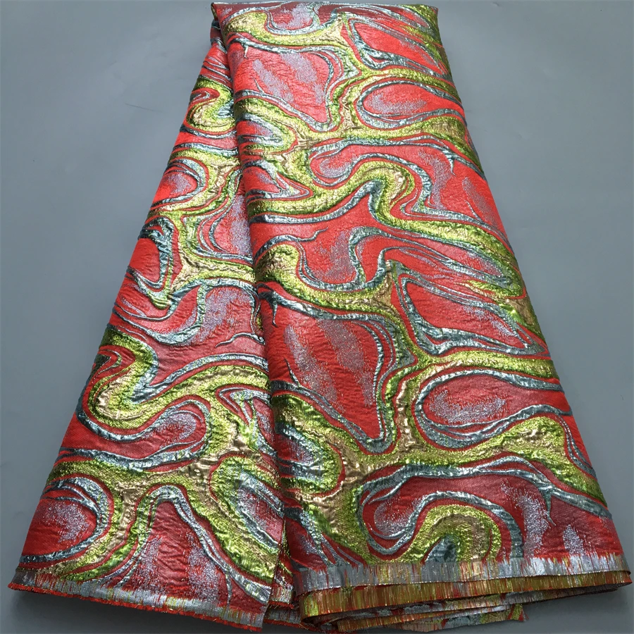 African Brocade Satin Lace Fabric 2024 High Quality Jacquard Lace African Gilding Tulle Lace Fabric For Wedding Sew Dress