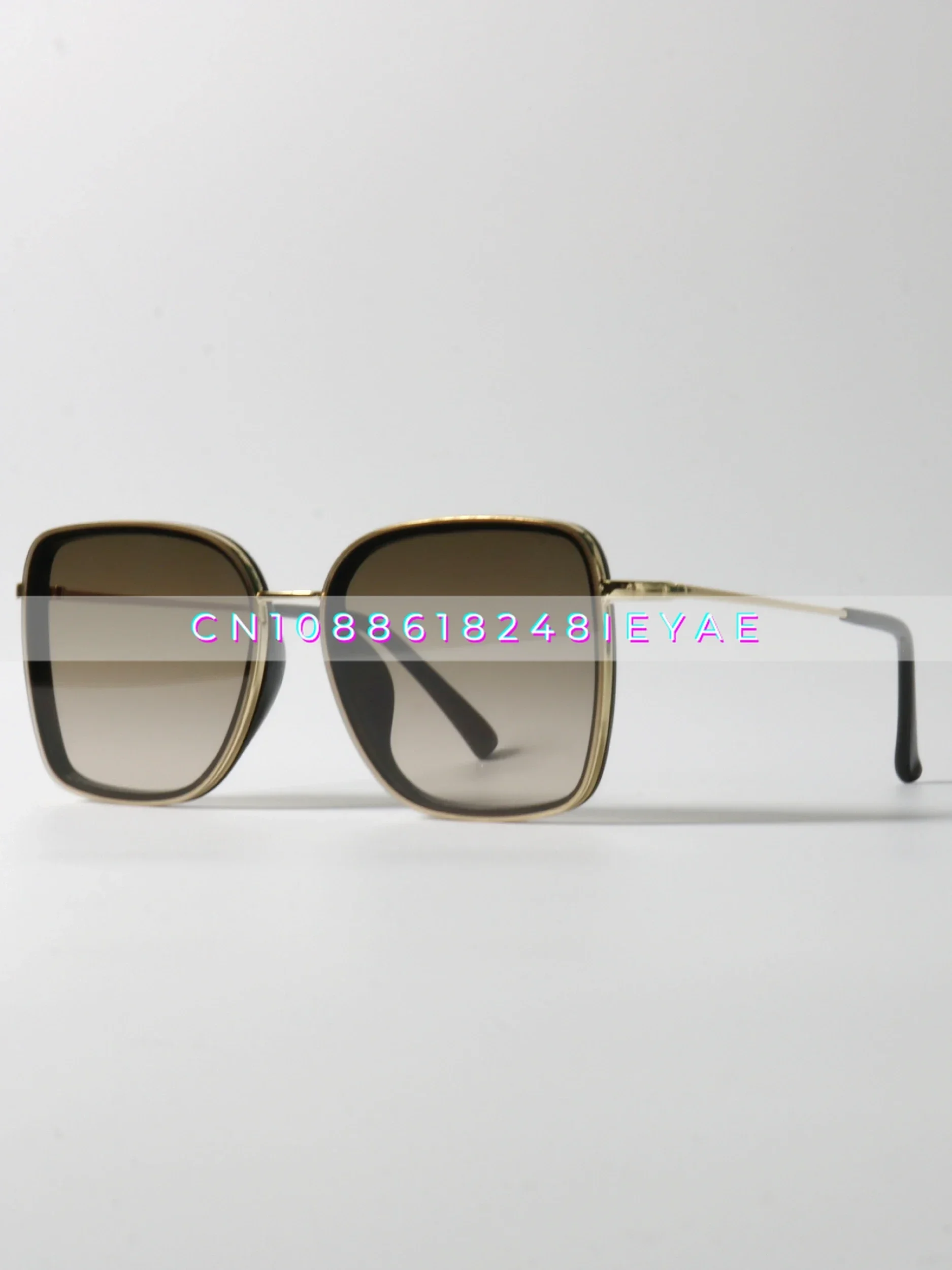 Gafas de sol en capas con caja Protección UV UV400, textura simple de alta gama, gafas de sol verdes fluorescentes de nicho