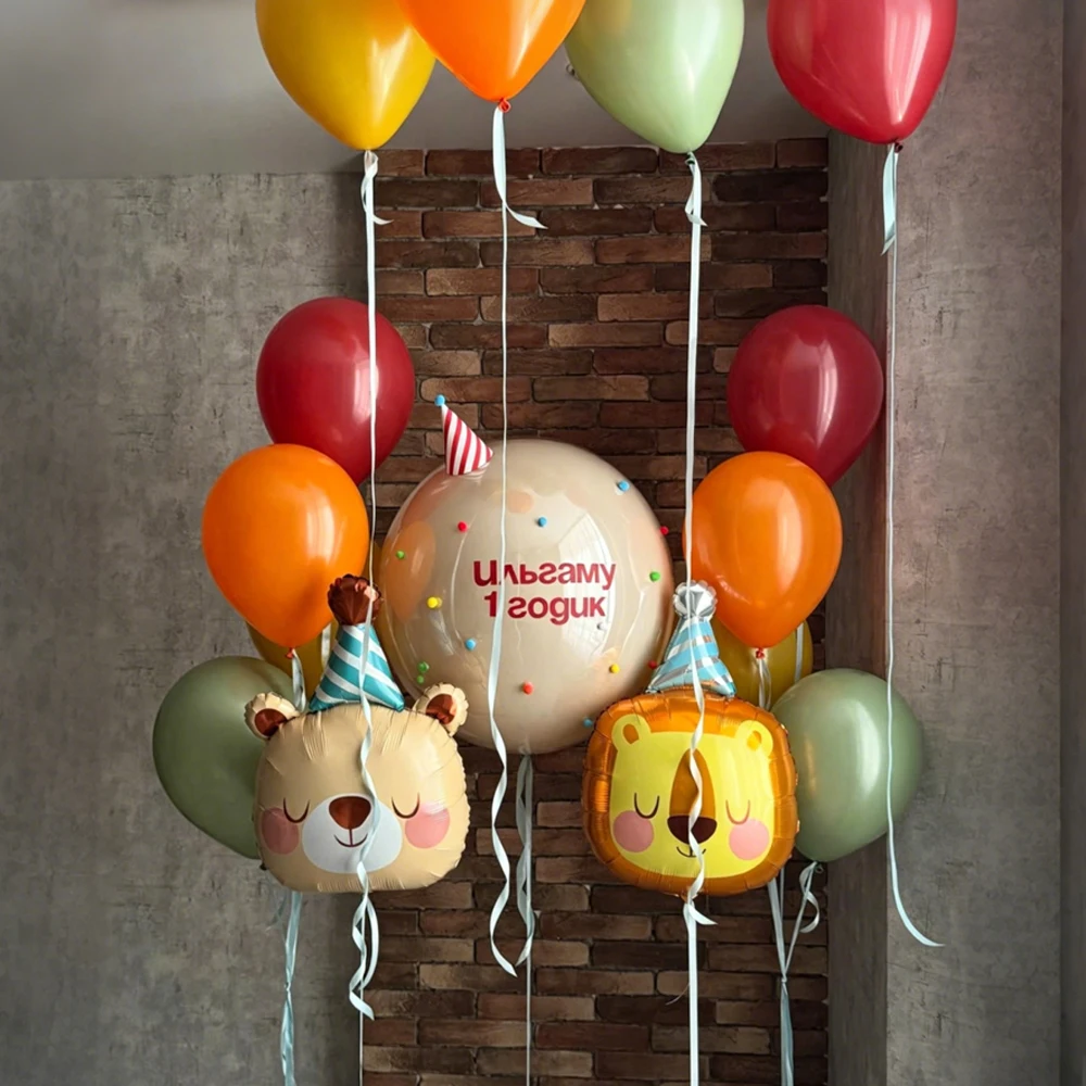 Cartoon Animal Head balloon Set, Frog/Bear/Giraffe Foil Balloons, for Birthday Party Shower Party Decoration Balloons - view 3