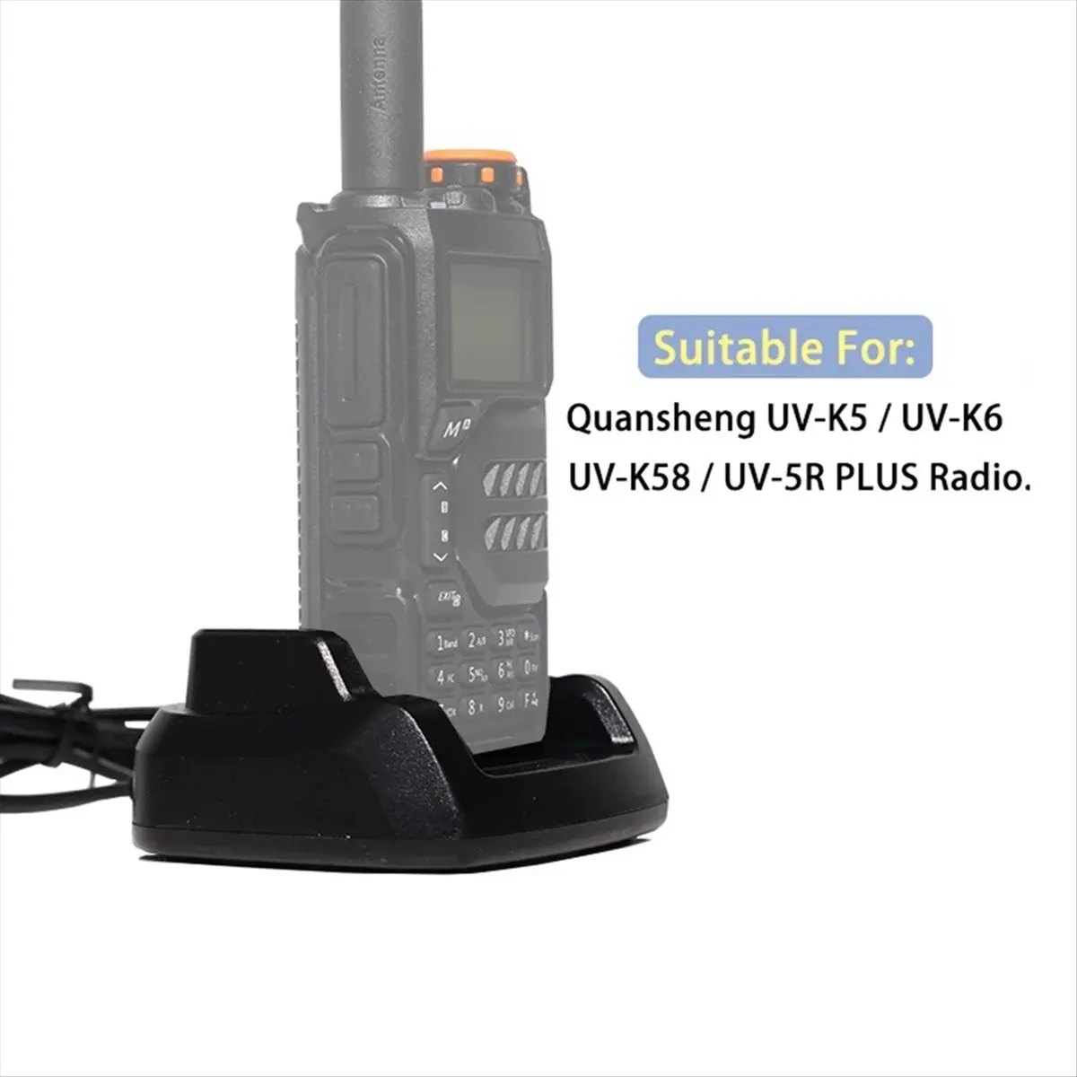 A64I C-51 เครื่องชาร์จแบตเตอรี่เครื่องชาร์จแบบตั้งโต๊ะแท่นชาร์จสำหรับ UV-K5/UV-K6/UV-K58/UV-5R PLUS วิทยุสองทางปลั๊ก EU