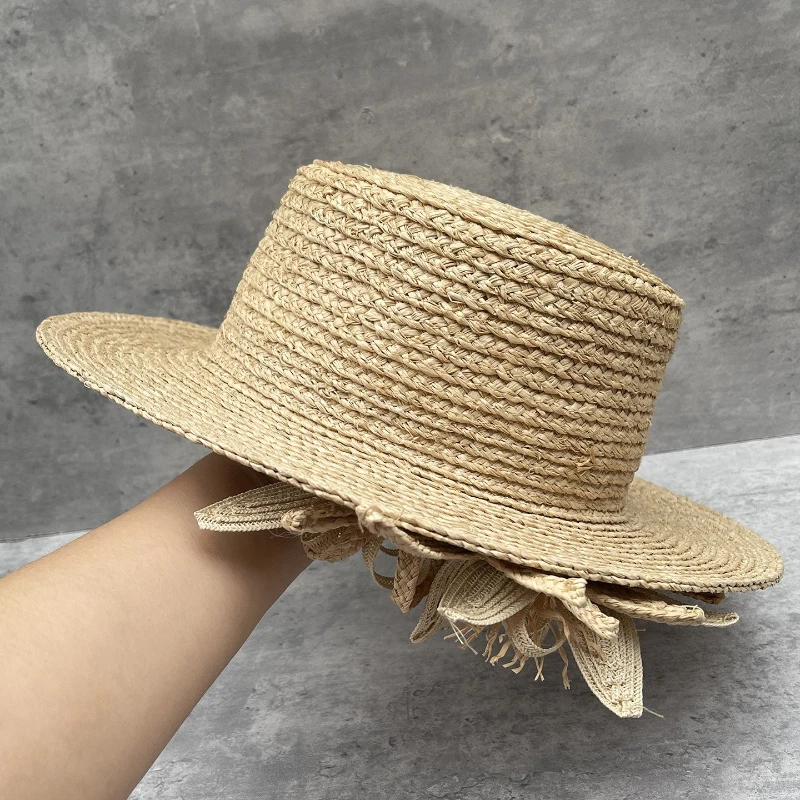 chapeau-de-soleil-en-raphia-naturel-fait-main-a-la-francaise-a-large-bord-et-dessus-plat-pour-femme-ideal-pour-les-vacances-d'ete-et-la-protection-solaire-a-la-plage