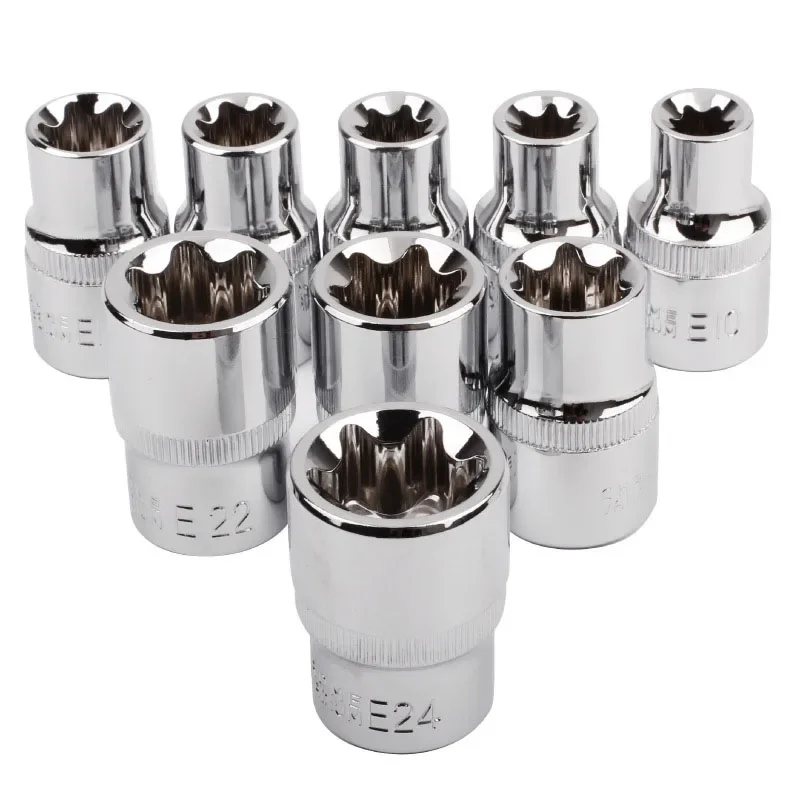 4/5/14Pcs Torx Star Wrench Socket Head 1/2 Inch E10-E24 Star Female Socket Repair Tools