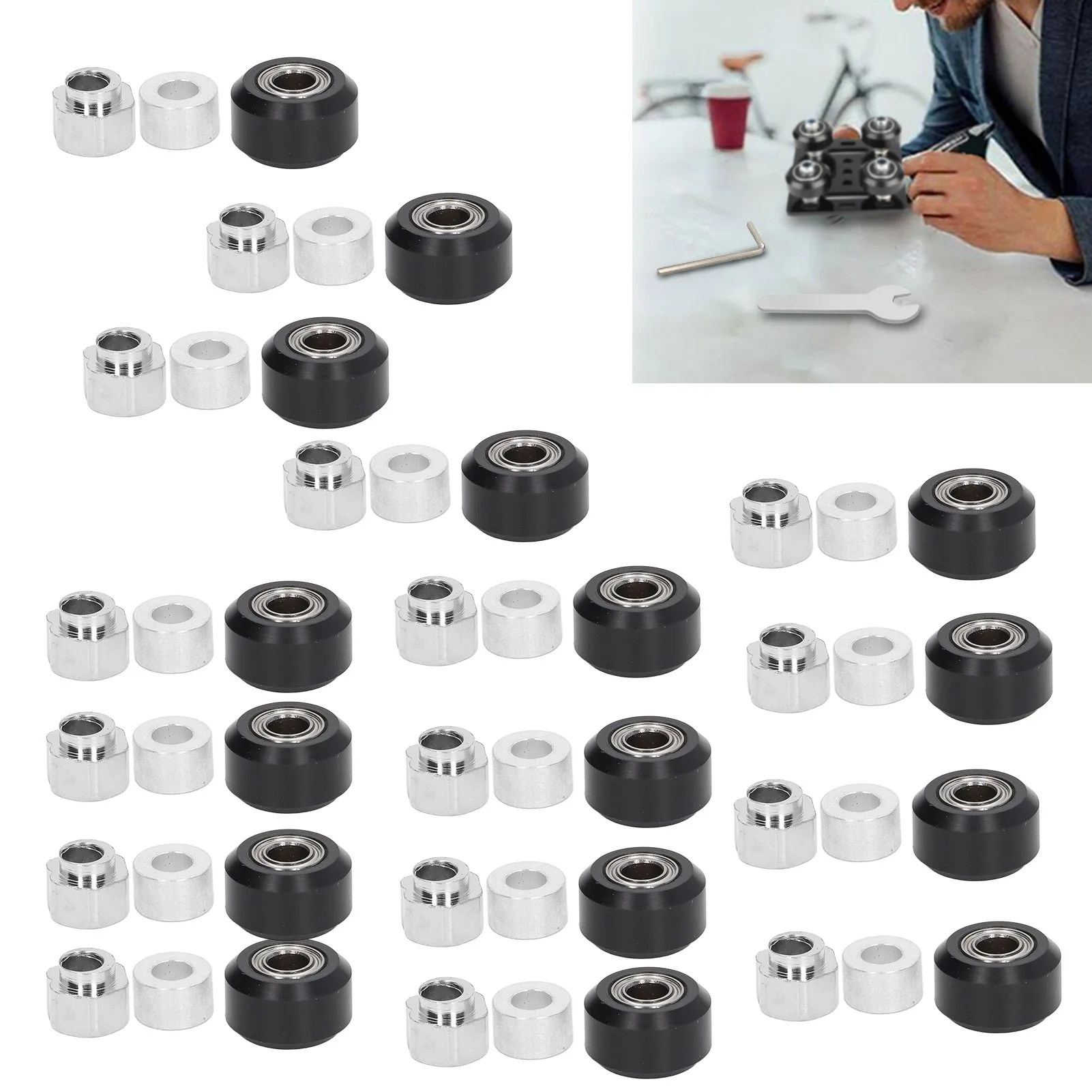 48PCS/sets 3D Printer Pom Pulley Wheels POM Pulley Wheel Set with Rubber Bearing Wheel Eccentric Spacer Round Column for Printer