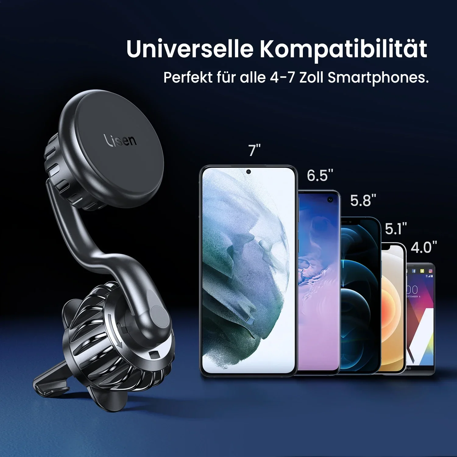 Lisen Flexible magnetic 360 smart phone holders for car Universal Magnetic Mobile Phone Stand Car Air Vent Mount image 6