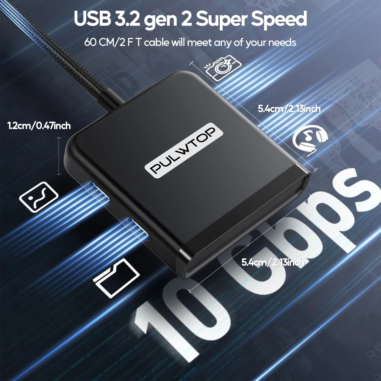 PULWTOP 4-Port USB C Hub, 10 Gbit/s Datenübertragung, Multiport-Adapter für MacBook Pro, Chromebook, iMac, XPS, Typ-C-Laptops.