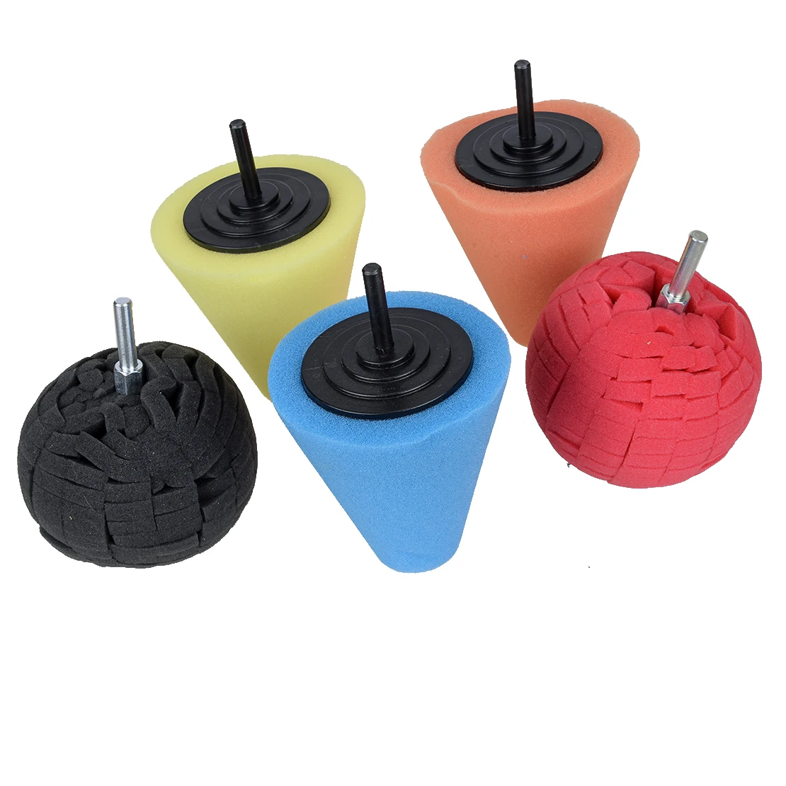 

5Pcs/Set Car Burnishing Sponge Pad Polishing Cone Ball Buffing Wheel Hub Waxing Foam Fit for Universal BW-Y001002