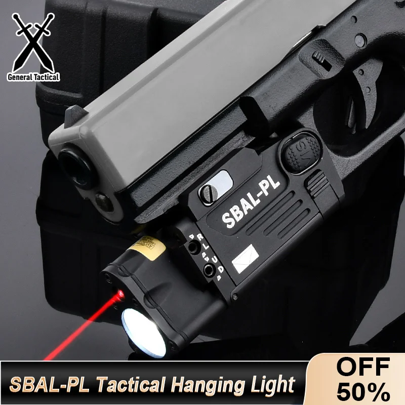 

Tactical Airsoft SBAL-PL Flashlight Strobe CNC Red Green Dot Indicator Fit 20mm Rail Powerful Pistol Hunting Hanging Light Laser