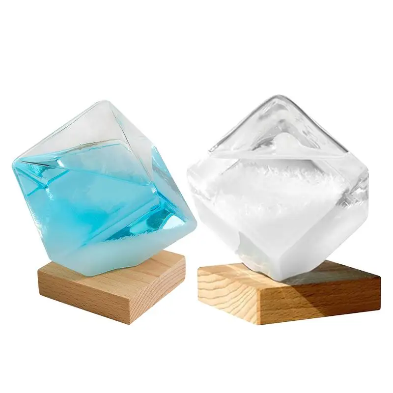 Stylish Weather Glass Practical Desk Ornament Large Cube Storm Weather Predictor Square Weather Forecast Predictor Birthday Gift