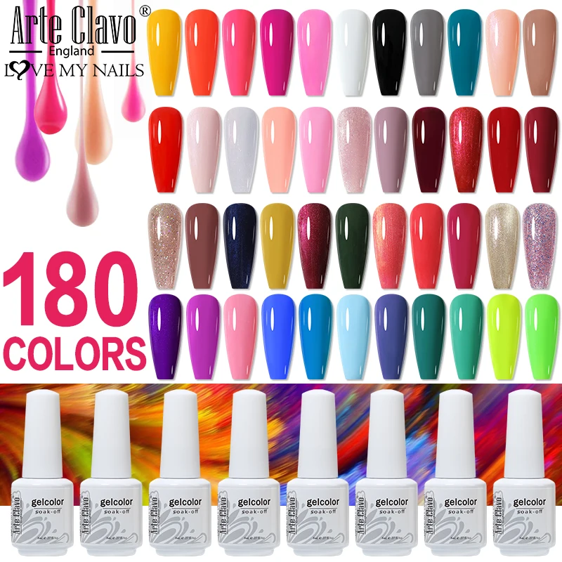 Arte Clavo Art Nagellak 8 ml DIY Top Base Coat Gel Nagellak UV LED Lamp 180 Kleuren Losweken Nagelmanicure Semi Permanent