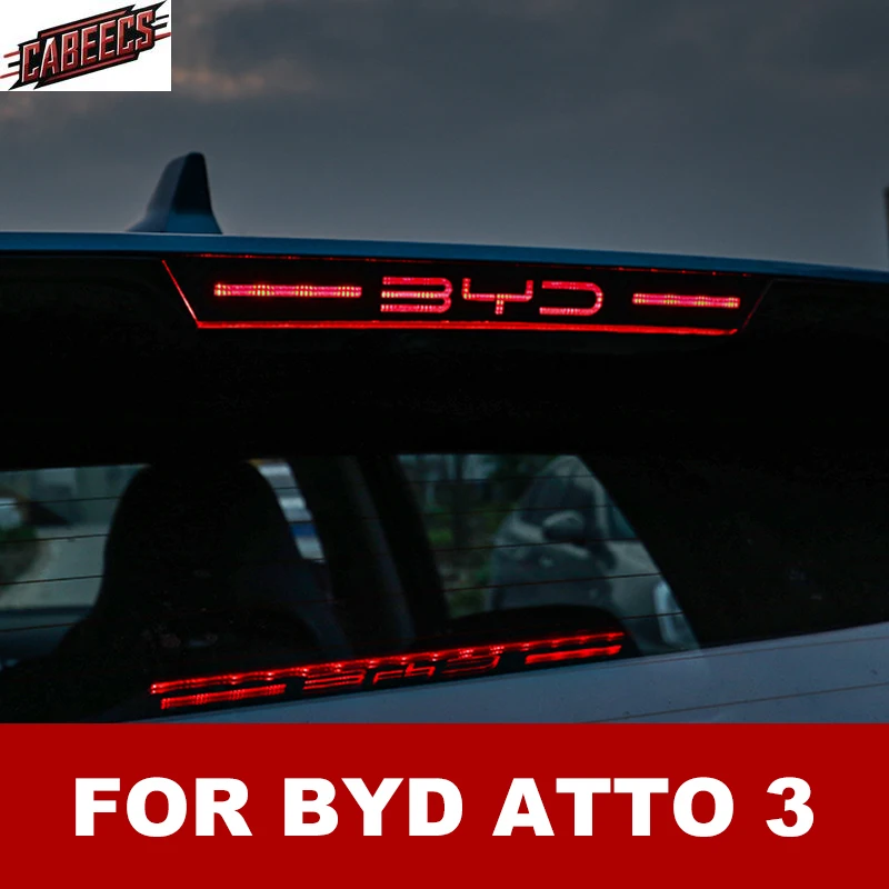 

For BYD Atto 3 2022 2023 High-position Brake Light Styling Stickers Car Logo Hollow Out Carbon Style Texture Car Decoration
