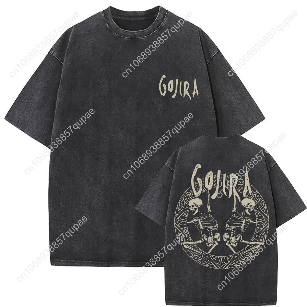 Lavato Vintage French Metal Rock Band Gojira The Link T-shirt grafica Uomo Donna Retro Maglietta oversize Manica corta Streetwear