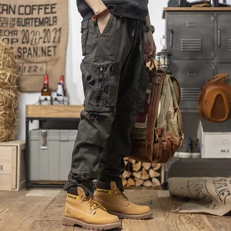 

Мужские функциональные тактические брюки-карго большого размера из плотного хлопка для весны и осени, для походов и повседневной носки, зауженные к низу, в стиле High Street