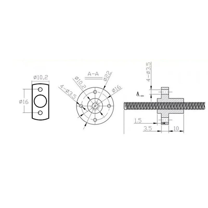 T8 8mm Trapezoidal Stainless Steel Threaded Rod Lead Screw & Brass H Nut for 3D Printer 117/130/132/190/350/380/500mm Length