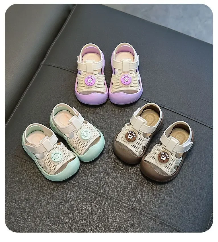 Sommer-Babyschuhe für Erste Schritte, Kleinkind-Sandalen mit Weicher Sohle, Atmungsaktiv, Geschlossene Zehen, Rutschfeste Kinderschuhe für Babymädchen – Detail 9