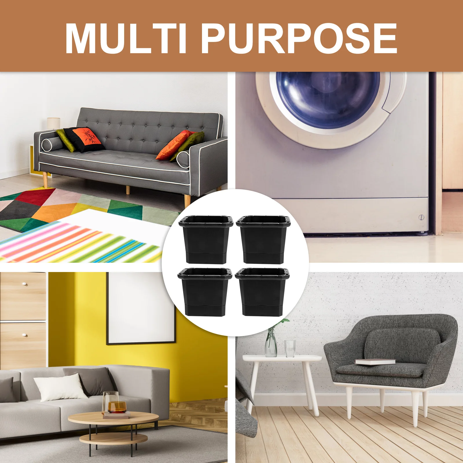 

4Pcs Furniture Riser Heavy Duty Bed Sofa Couch Table Lifts Elevate Chair Legs Storage Space Furniture Lifts Increase Height