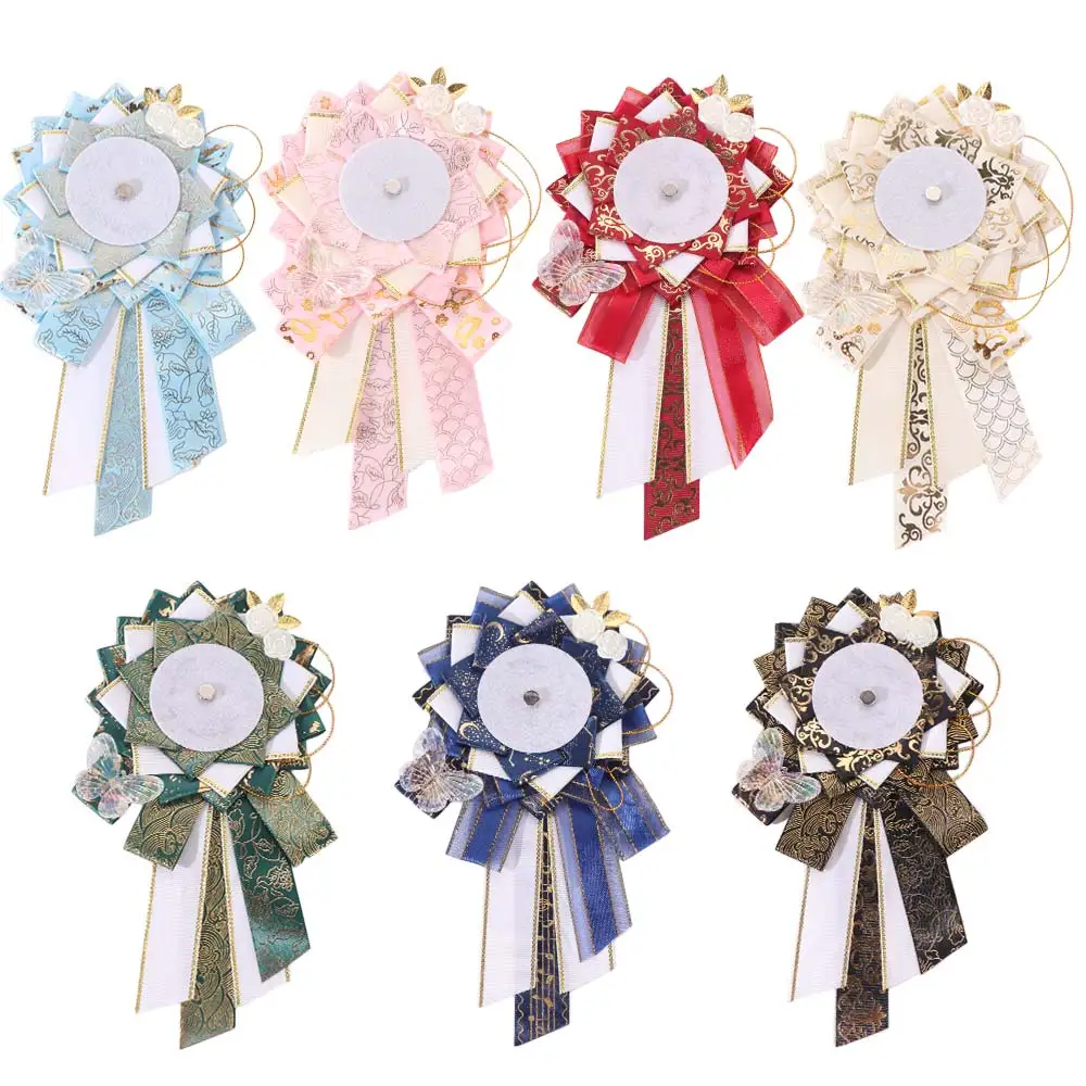 Cosplay Decorate Anime Badge Holder Oblique Tail Ribbon Flower Pins Display Base Pin Protector Luxury