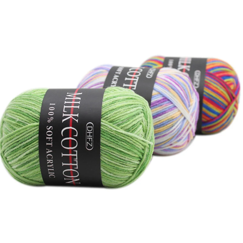 2pcs X 50g Milk Cotton Yarn Double Knitting Crochet Soft Cotton Acrylic Yarn Hand Knitted Yarn DIY Craft Knit