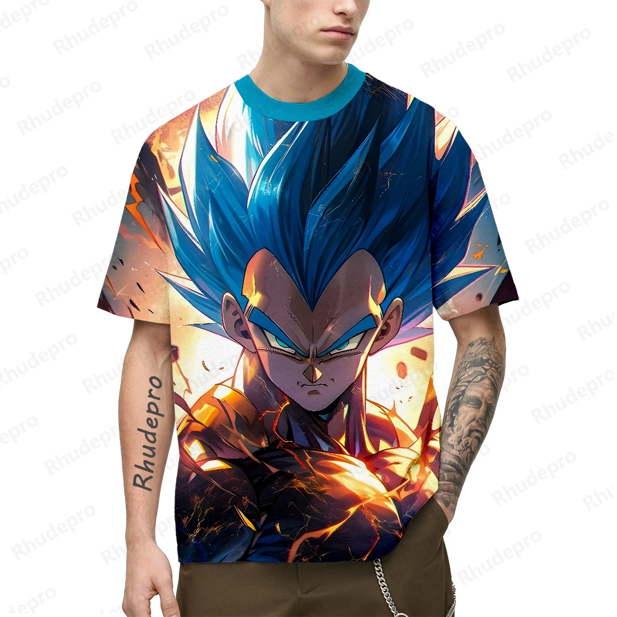 Camiseta de Anime para hombre, ropa de calle de Anime japonés, Goku, Super Saiya, Tops, camisas de estilo Harajuku para niños, tendencia de Cosplay