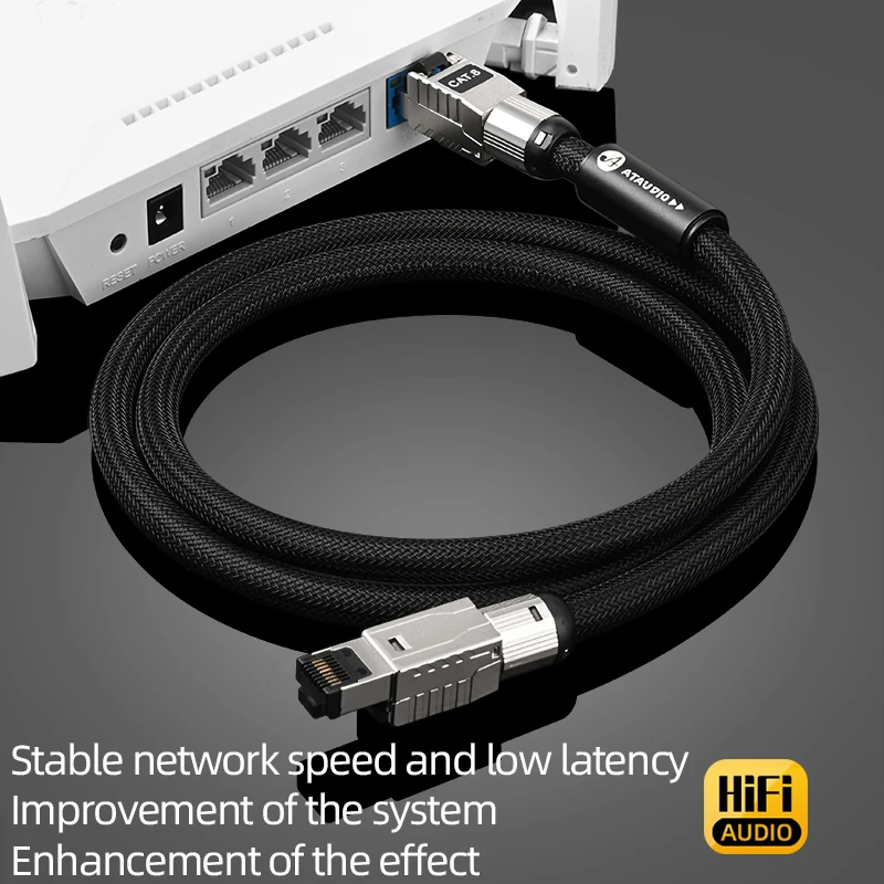 Rj45 CAT8 HiFi Ethernet Cable 6N OCC Conductor Network Cable 40Gbps 2000MHz Internet Patch Cord for Laptop Router