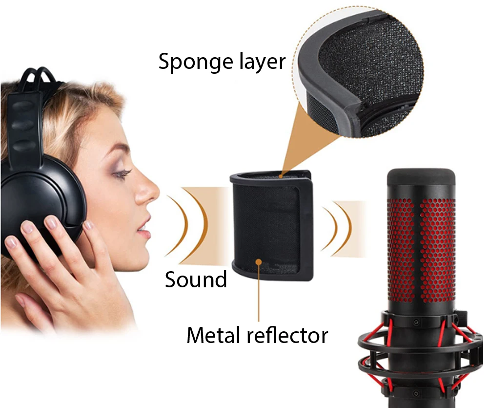 Экран для микрофона металлическая сетка двухслойная крышка микрофона аксессуары для микрофона поп-фильтр для студии