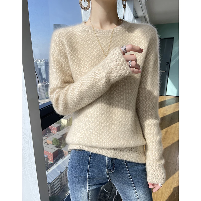 2023 Autumn Winter New 100% Cashmere Sweater O-neck Women\'s High Quality Pullover Female Loose Large Size Thicken Knitted Jumper