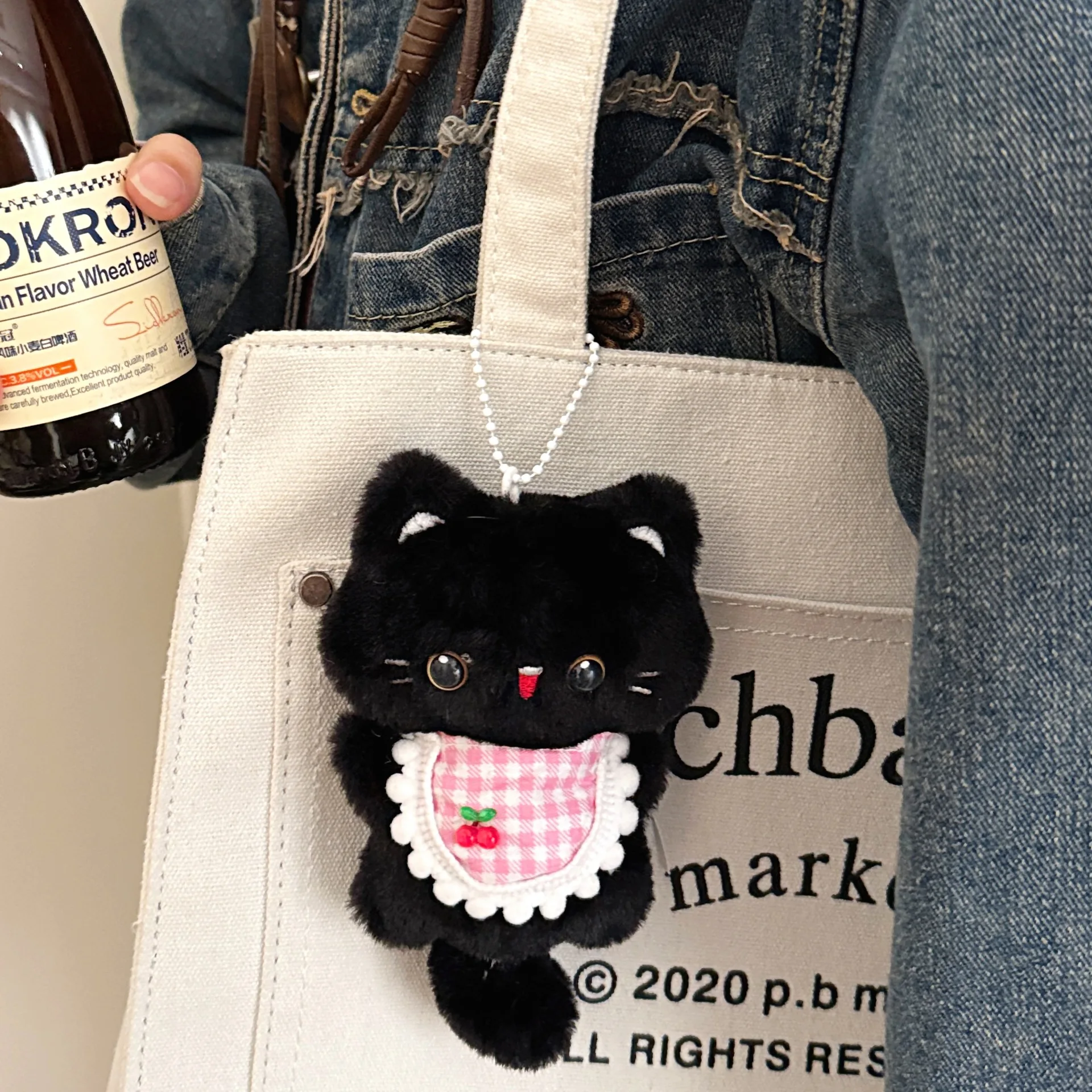 1/2 Uds. Lindo juguete de peluche gatito chirriante colgante chica mochila llavero muñeca colgante pareja regalo colgante