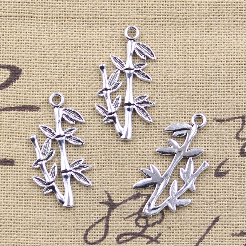 15pcs Charms Bamboo 29x15mm Antique Silver Color Pendants Making DIY Handmade Tibetan Finding Jewelry